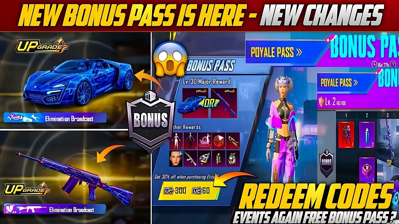 😱A18 Bonus Pass Upgrade Gun Skin & Vehicle Mirado | Redeem Code Event Again ? Release Date | PUBGM