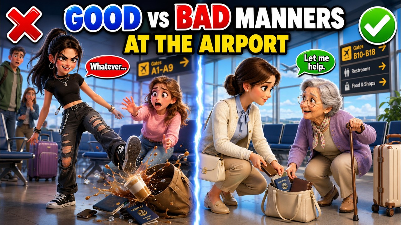✈️✨ МЕДЛЕННЫЙ АНГЛИЙСКИЙ | ХОРОШИЕ vs ПЛОХИЕ манеры в аэропорту | Уроки английского для начинающих