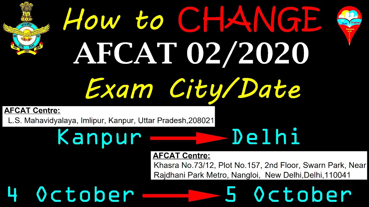 How to Change AFCAT Exam City/Date || AFCAT 02/2020 || Hindi