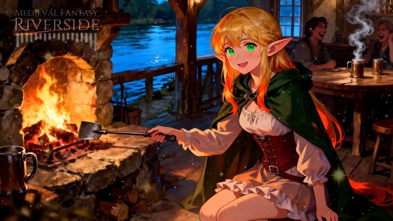 Elven Tavern • Soothing Riverside Sounds from a Fantasy Inn • Medieval Fantasy Riverside