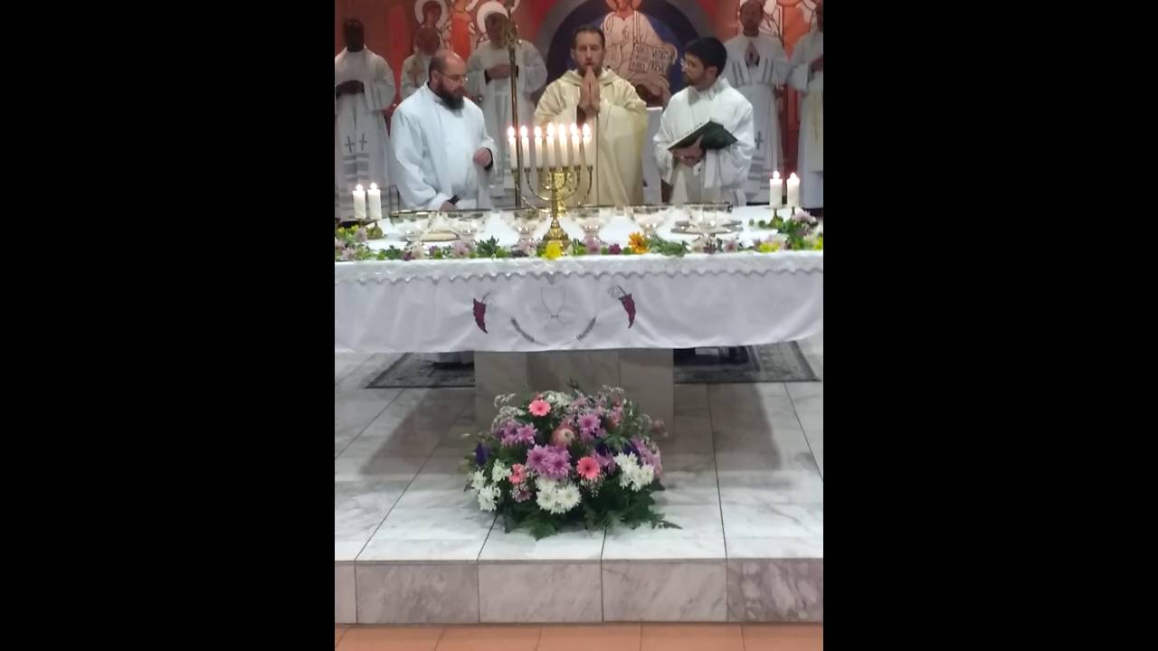 Newly ordained priest, Fr Francesco singing the Eucharistic Prayer