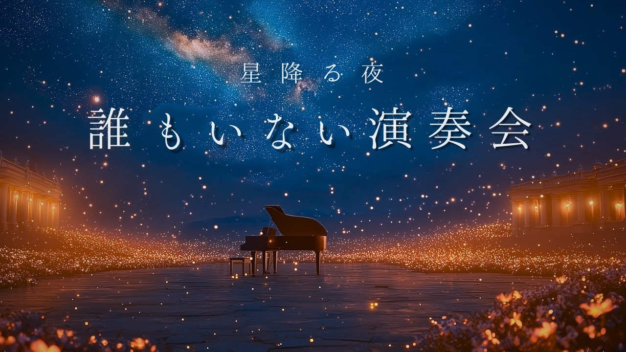 【夜のピアノ】星降る夜、誰もいない演奏会。心が洗われる、涙が出るほど美しいBGM（作業用・睡眠用）