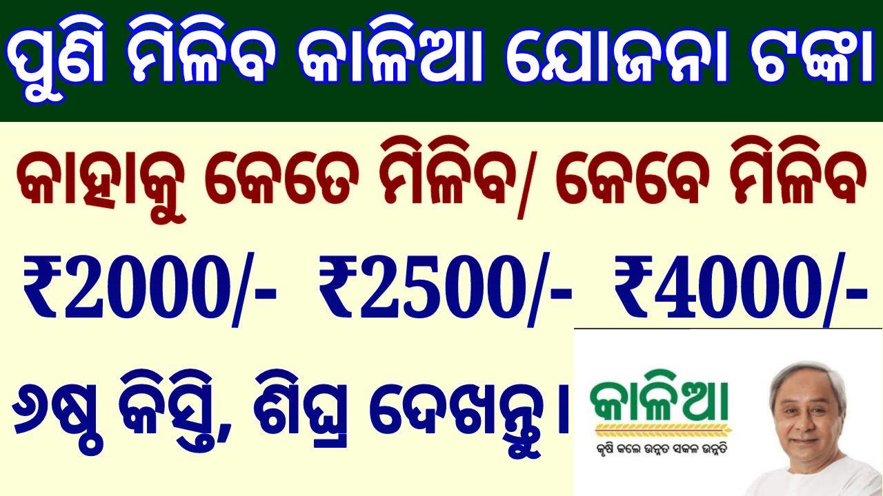 Kaliya yojona 6th installment money credit date || kliya yojona 6th list Odisha 2021
