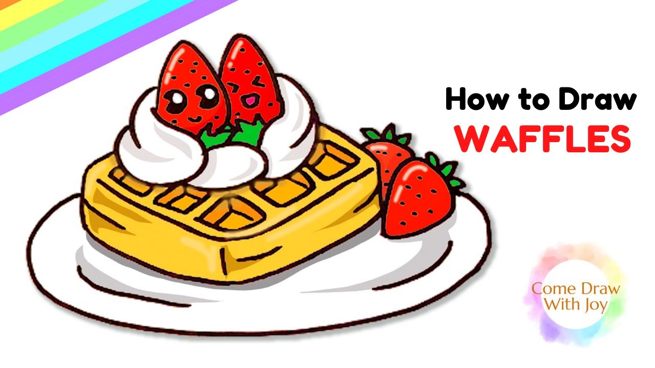 How to Draw Waffles Step by Step | How to Draw a Cute Waffle | Strawberry Waffles