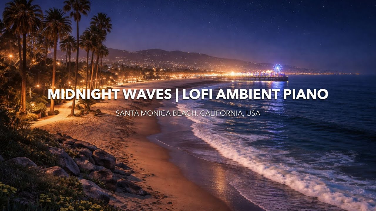 Midnight Waves at Santa Monica 🌙 | LoFi Ambient Piano for Deep Sleep & Relaxation
