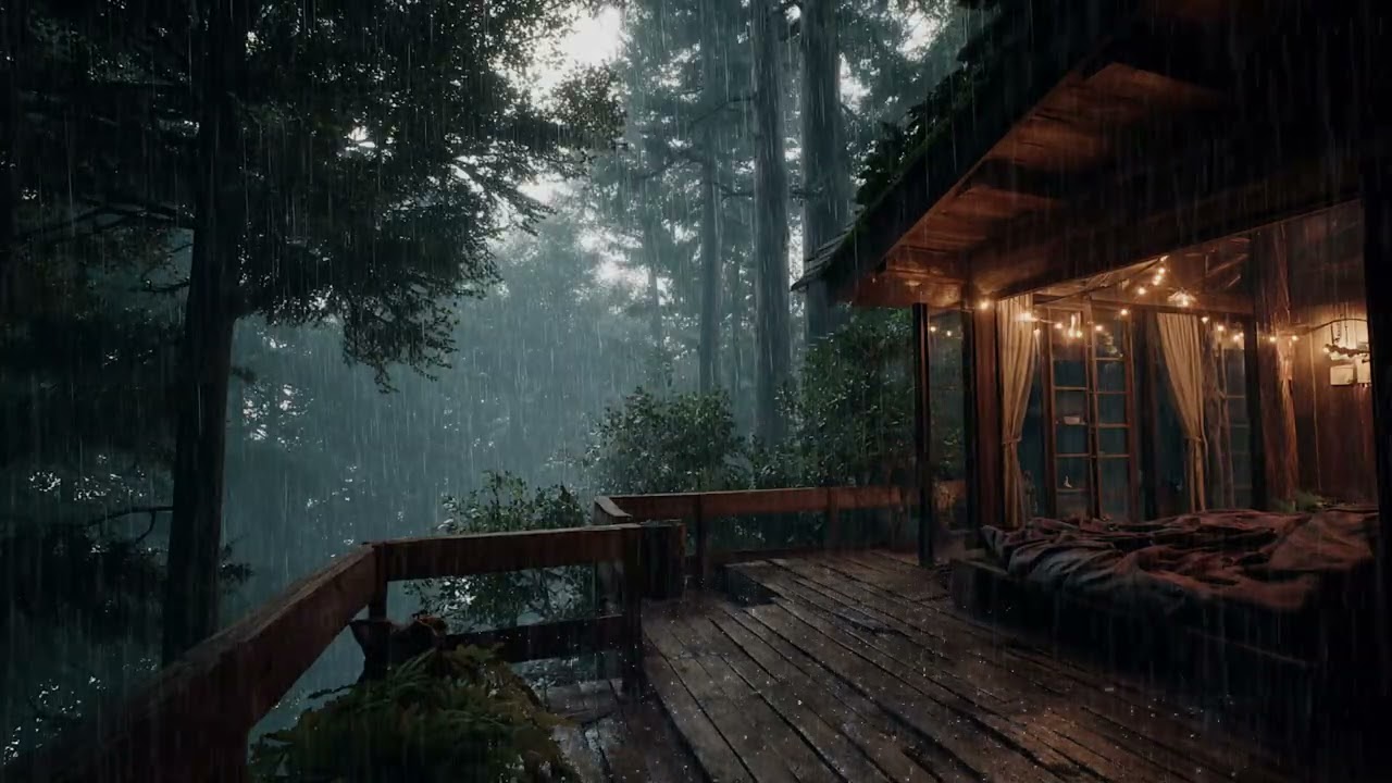 Forest Room Rain Sounds on a Rainy Night | Deep Sleep [No Music]