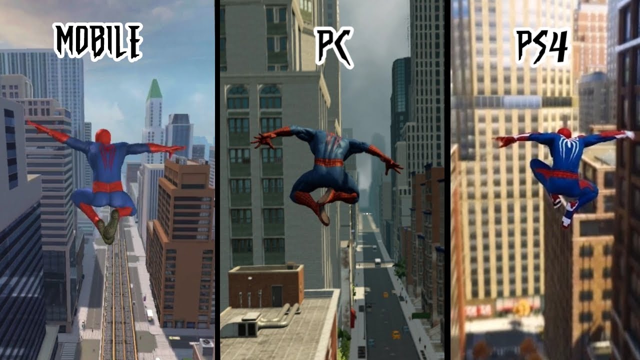 The Amazing Spider man 2 Mobile Vs The Amazing Spider man 2 PC Vs Marvel's spiderman PS4 !!
