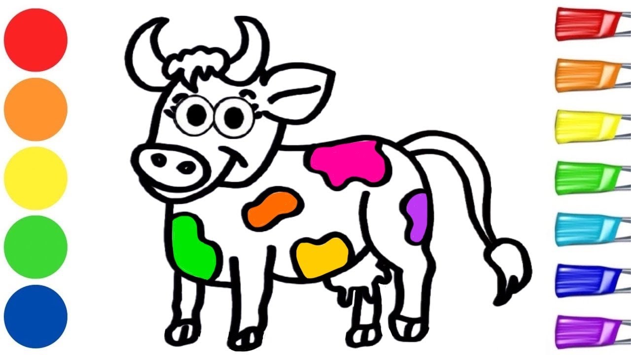 Как нарисовать милую корову 🐄✨🌈❤️ | Простые рисунки животных | Пошаговый урок рисования