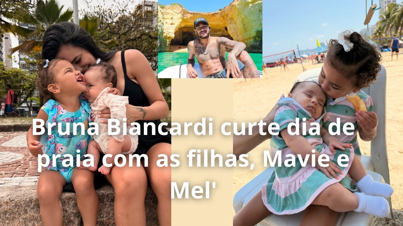 Bruna Biancardi curte dia de praia com as filhas, Mavie e Mel!!