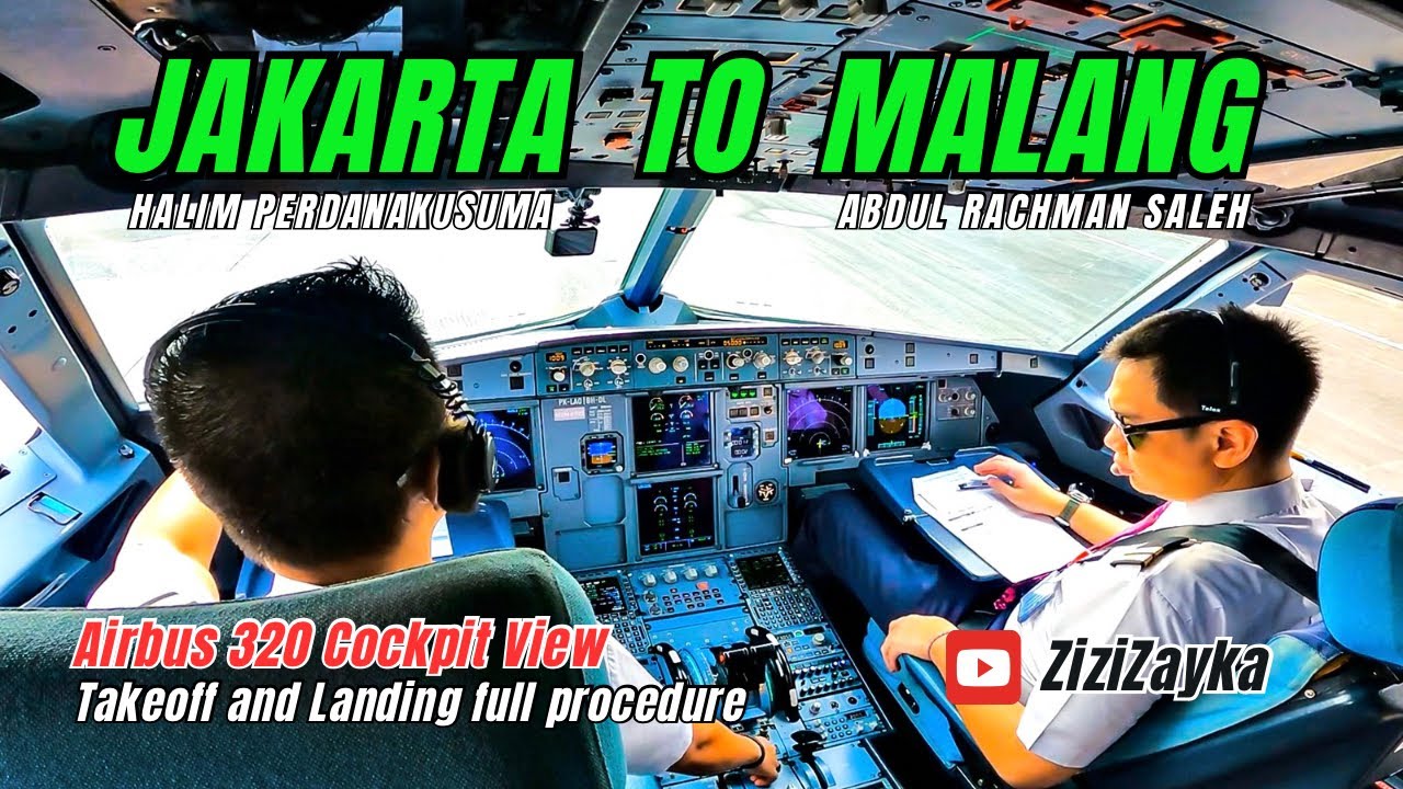 TAKEOFF LANDING FROM JAKARTA TO MALANG FULL PROCEDURE - COCKPIT VIEW || Gunung Bromo tertutup awan