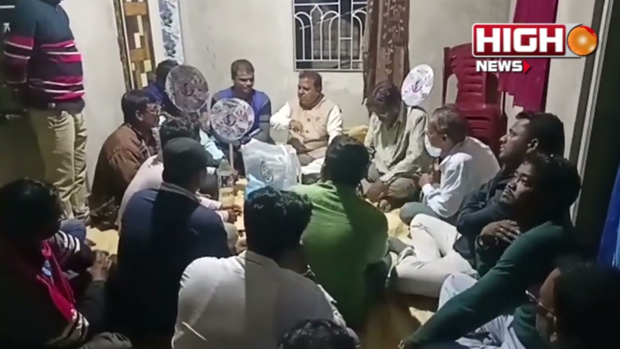 leader Ramendu Sinha Roy addresses a party worker's meeting in KishorepurI gram panchayat, Khanakul