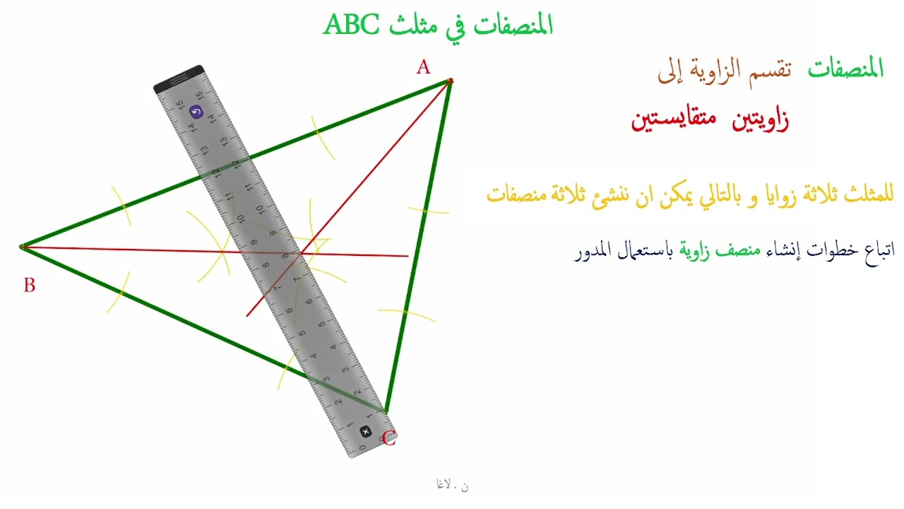المستقيمات الخاصة الجزء2- منصفات زوايا في مثلث- خواص منصف زاوية-نقطة تلاقي - الدائرة المماسة للأضلاع