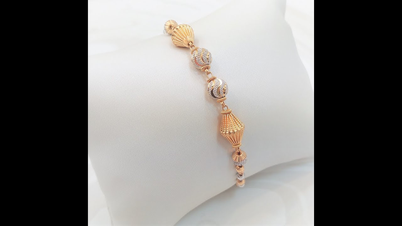 GOLDSHINE 22K Solid Yellow White Gold Bracelet 7 in. Hallmark 916 