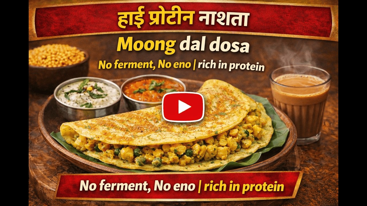 हाई प्रोटीन नाश्ता | Moong dal dosa | No ferment ,No eno |rich in protein| easy tip to make 