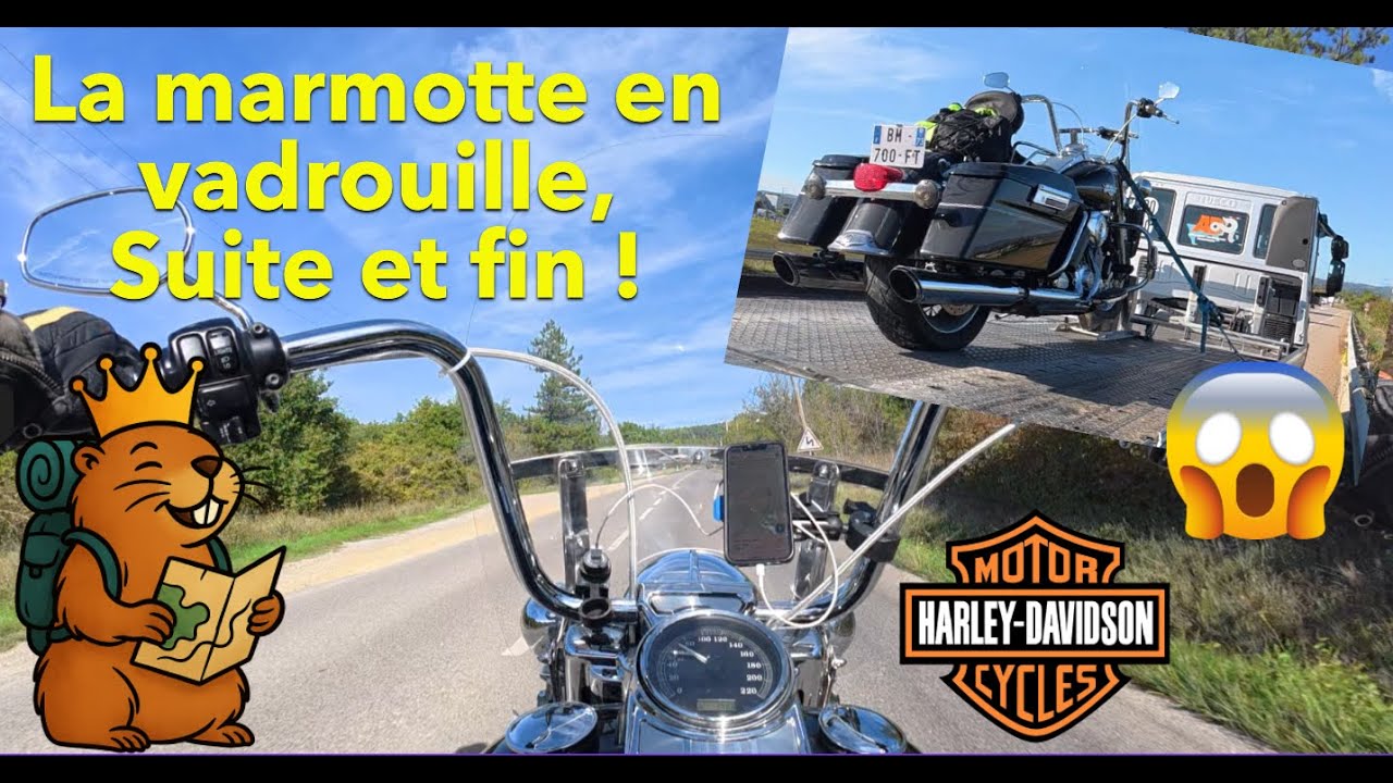 Fin de la vadrouille : Crevaison, batterie et Pied de borne  😥😮😅/ Harley Davidson Road King