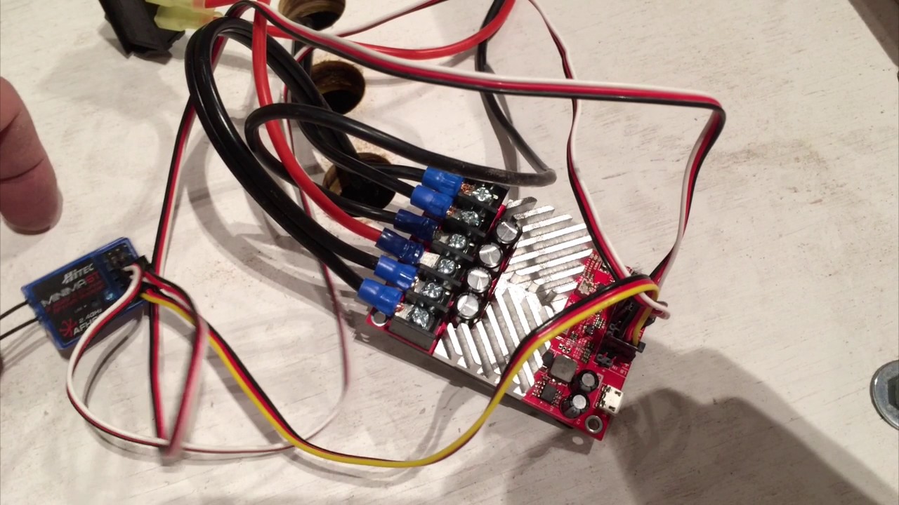 RC Robot Control: speed, direction, DC Motors, Roboclaw, Hitec Optic radio & Servocity