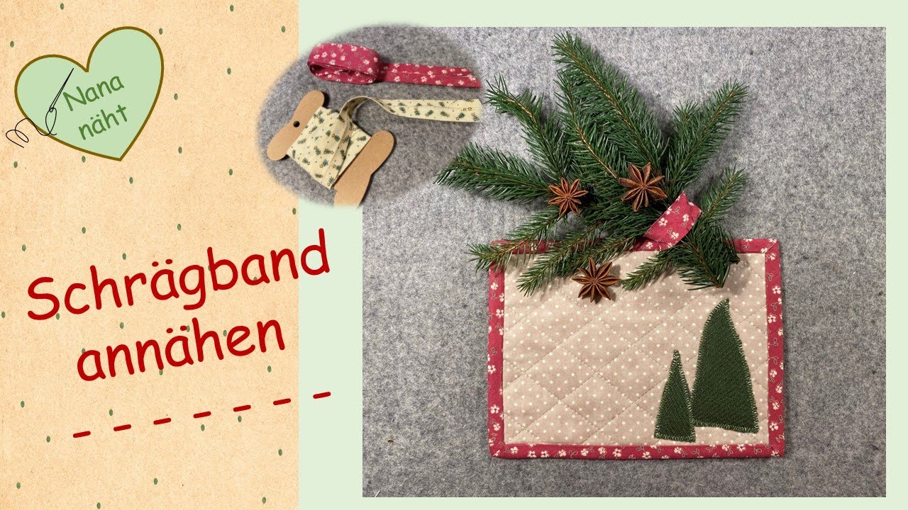 Schrägband annähen - Tischset - coser banda diagonal
