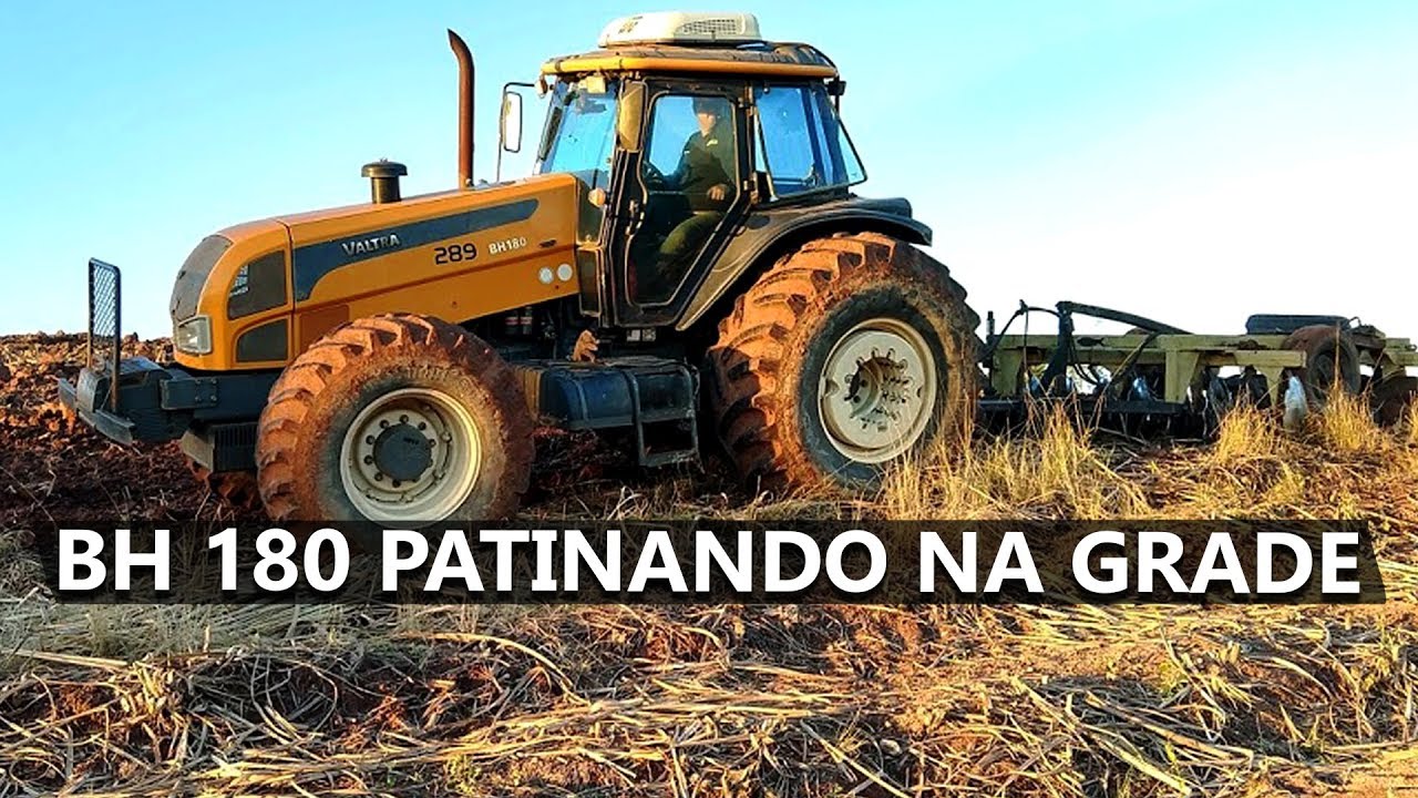 VALTRA BH 180 NA GRADE ARADORA PATINANDO MUITO