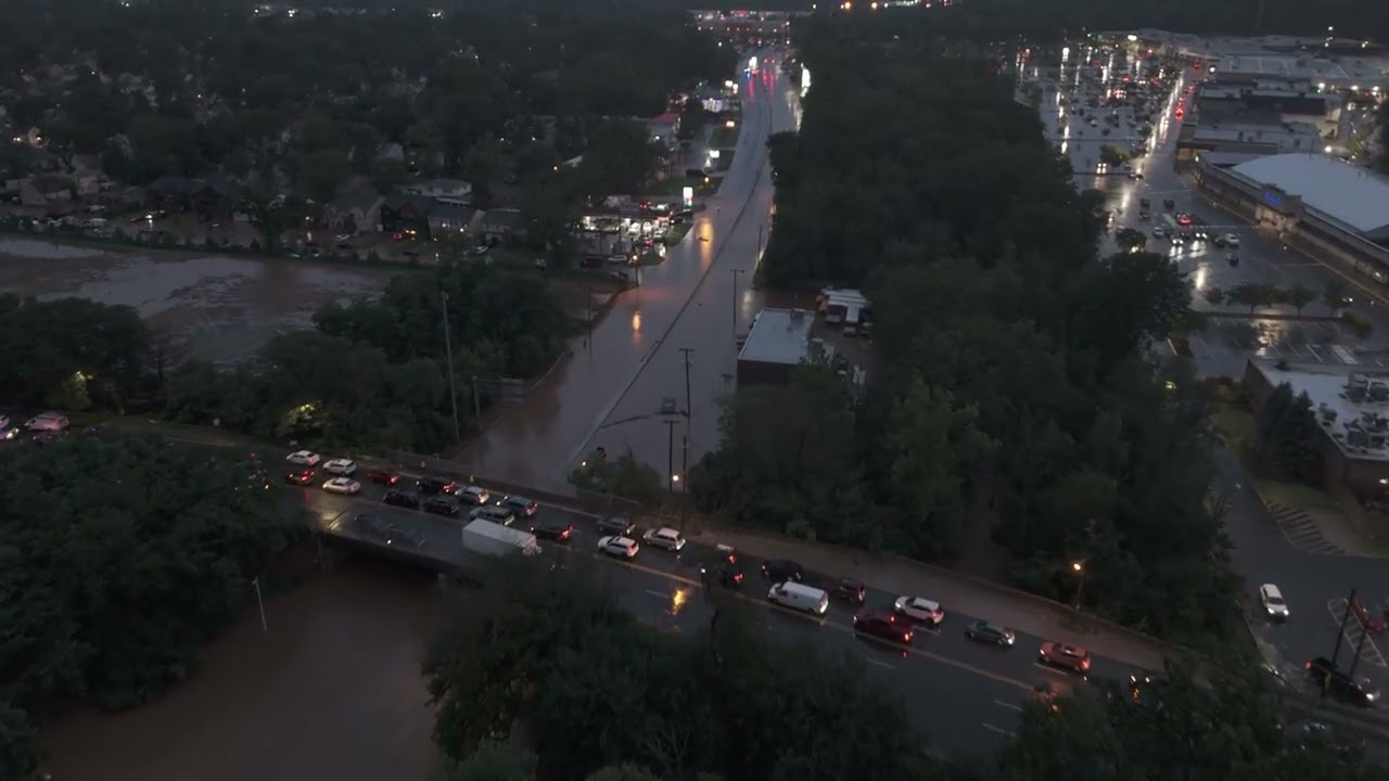 Route 22 Flooded Scotch Plains / Watchung New Jersey Drone Footage