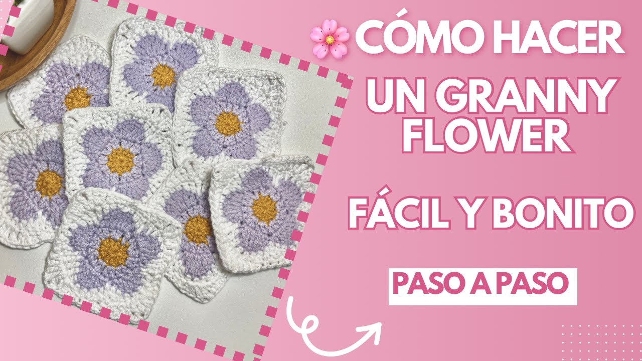 🌼 Teje una Flor Granny a Crochet #1 | Súper fácil y rápida 🧶