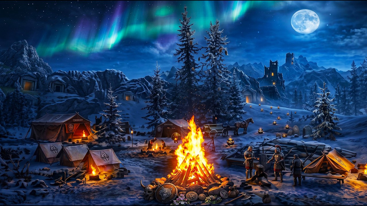 Imperial Soldier’s Watch | Blizzard Winds and Crackling Campfire Ambience in Skyrim