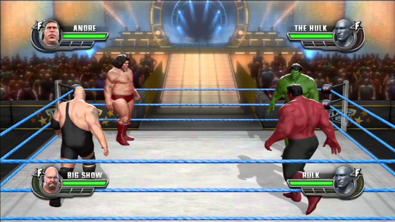 WWE All Stars !!! André Le Géant Vs  Hulk Vs The Big Show Vs Rulk In A Fatal 4 Way Match