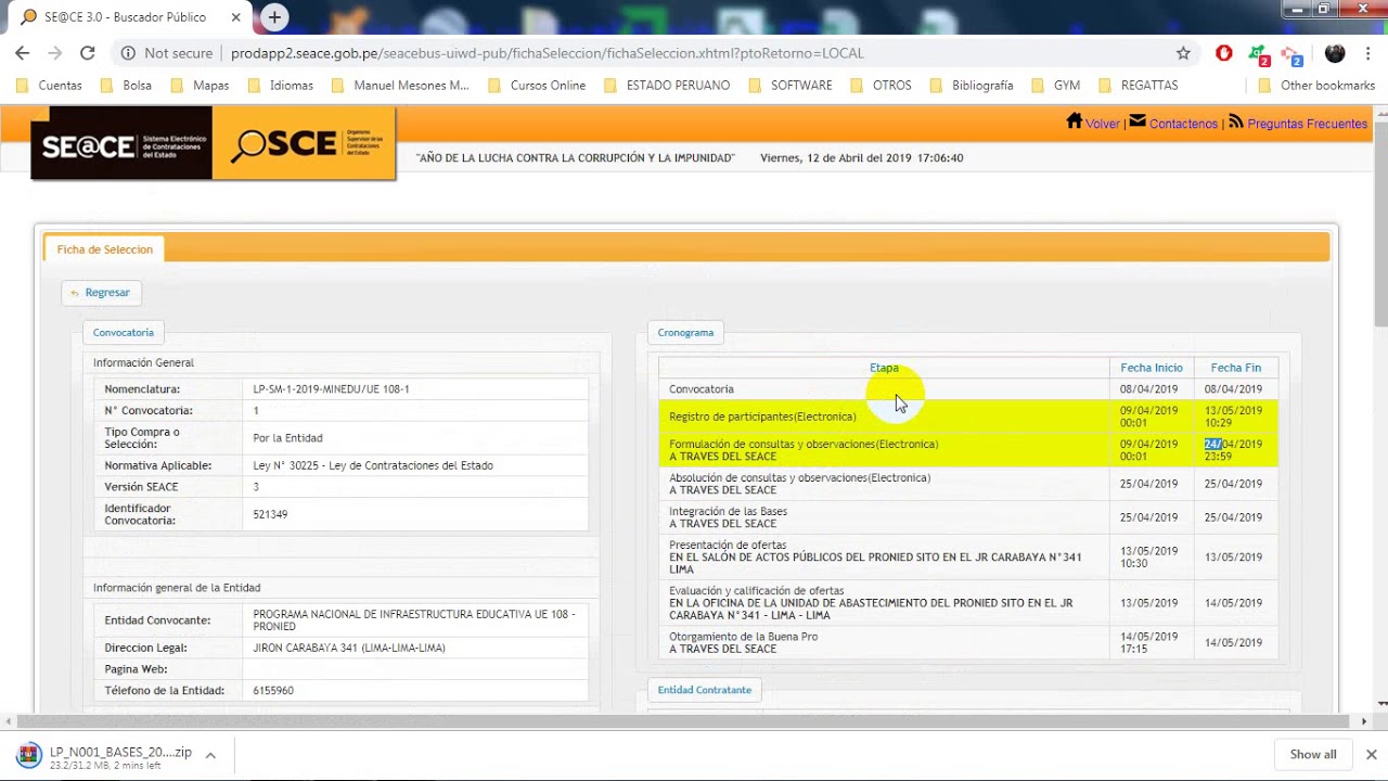 Cómo Descargar Expedientes Técnicos en el Portal SEACE de OSCE