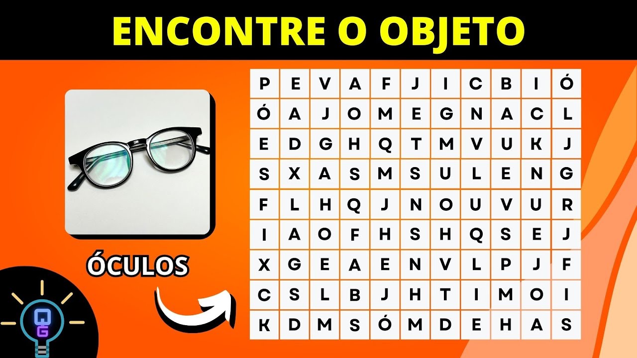 CAÇA-PALAVRAS - ENCONTRE OS OBJETOS 👓​🔑​✂️​ - QUIZ GERAL#109