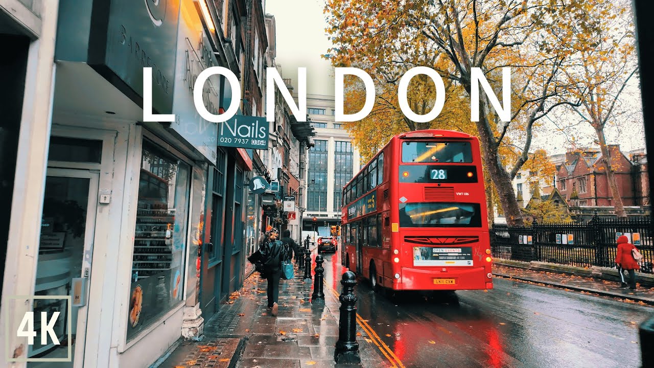 ☔️🍁 London Autumn Walk in the Rain through Kensington 4K