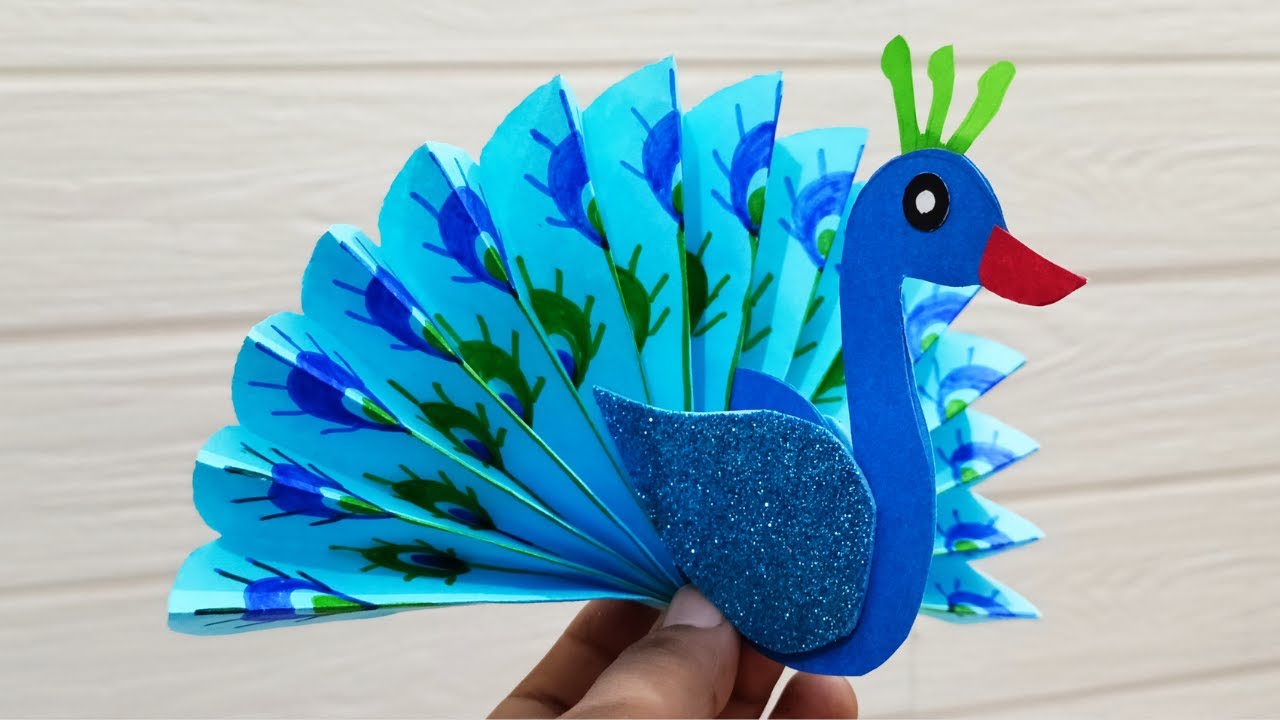 How to make a paper peacock for Janmashtami decoration | 3D Paper Peacock |  DIY Paper Peacock Craft