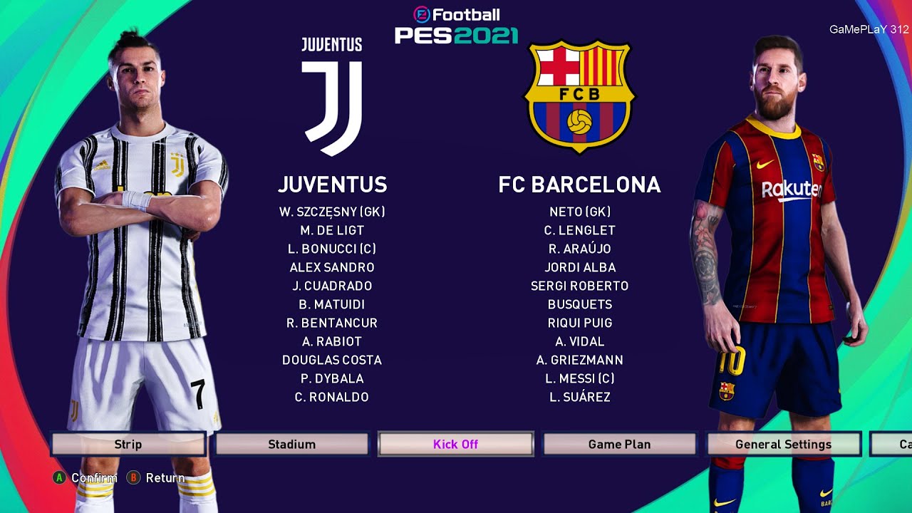 PES 2021 - Juventus vs Barcelona - Gameplay PC - C.Ronaldo vs L.Messi