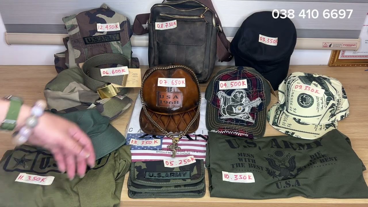 15/4/2026 mũ d&ugrave; l&iacute;nh mỹ, &aacute;o ph&ocirc;ng us, mũ da b&ograve; s&aacute;p, t&uacute;i da b&ograve;, thắt lưng&hellip;lh: 038 410 6697