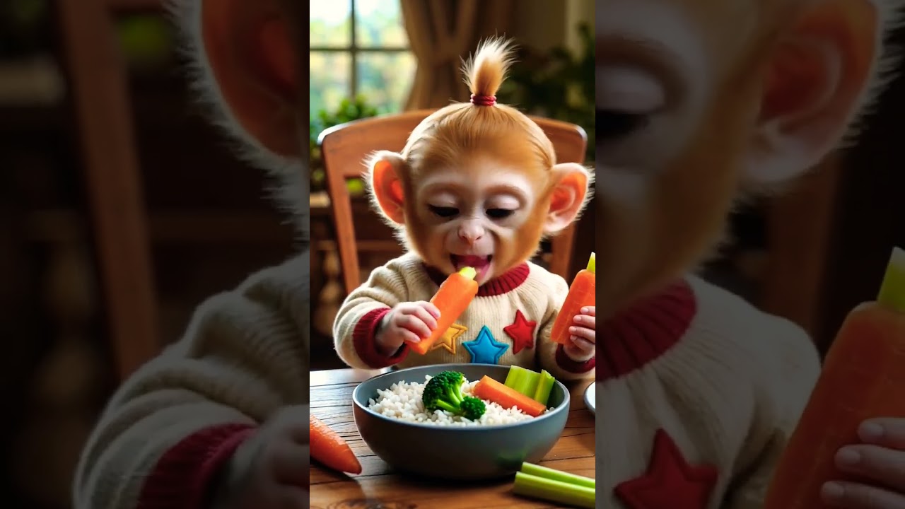 Monkey Eat vegetable 🥦🥦🥒🥬🥬🥔🍆