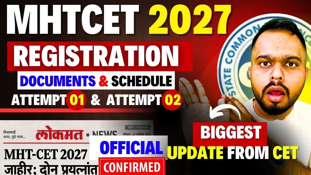 MHTCET 2027 : Biggest Update - Registration Started?😱🔥#mhtcet2027 Documents & Dates-Attempt 01 & 02😱
