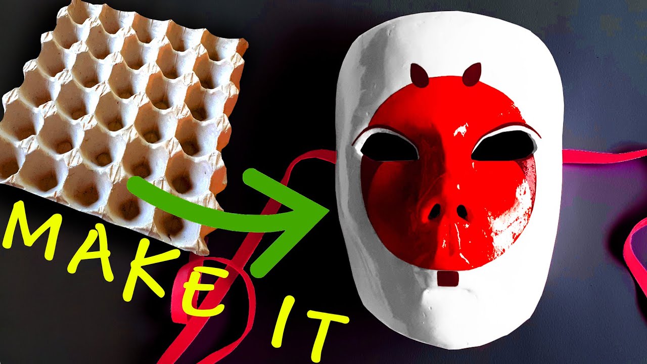 DIY how to make mask ghost in the shell geisha egg carton clay Recycling craft basic mask tutorial