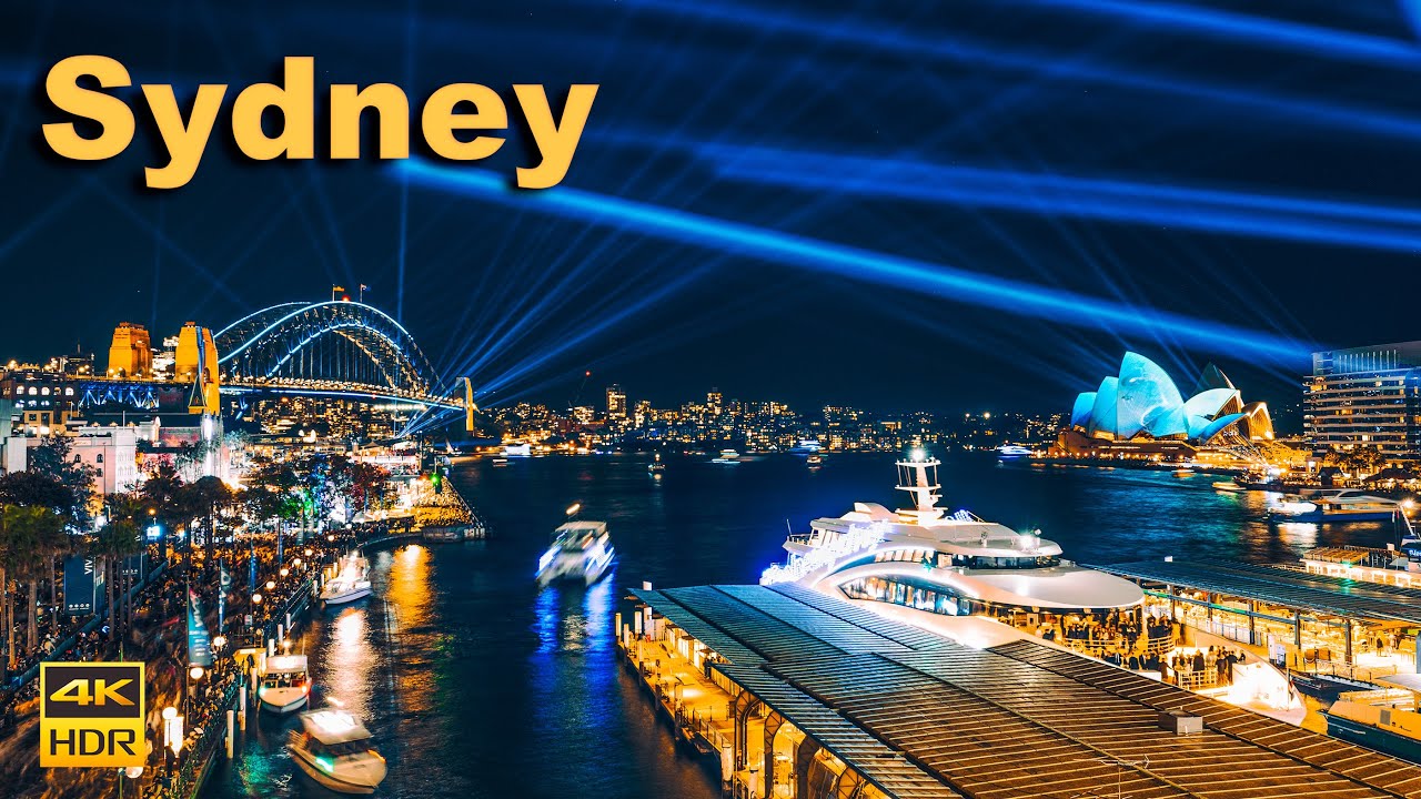 Sydney Australia Walking Tour - VIVID 2023 | 4K HDR