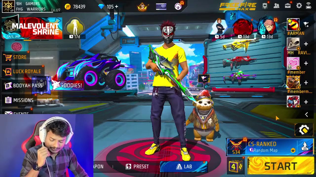 FREE FIRE LIVE V BADGE GUILD TESTING | GUILD TEST |  #facecamlive
