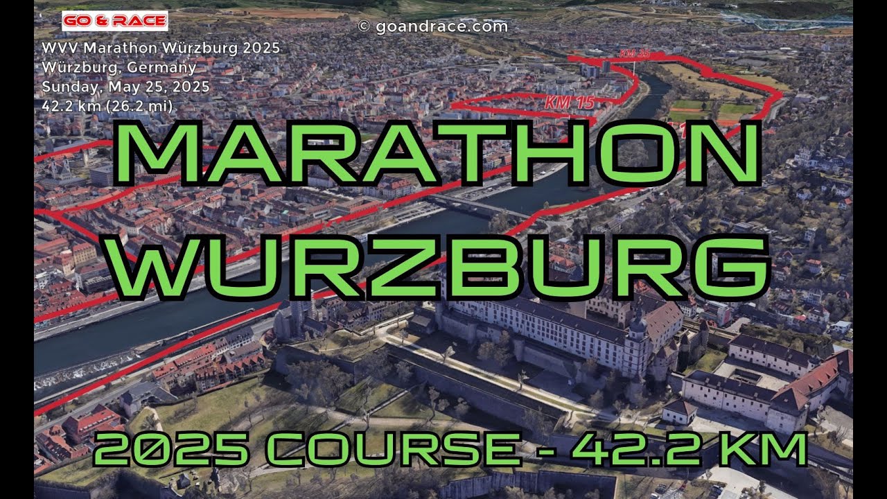 WVV Marathon Würzburg 2025: fly over the marathon course! Video of the race path.
