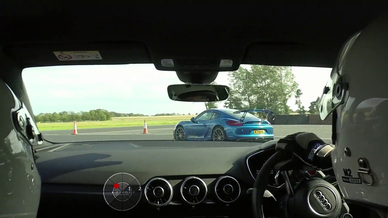 Audi TTRS chasing Porsche GT4 at Croft Trackday