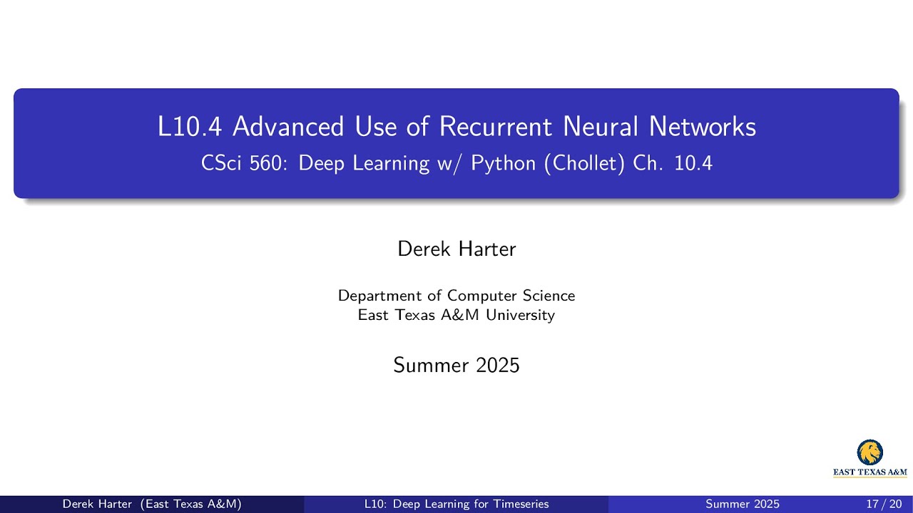 L10.4: Advanced Use of Recurrent Neural Networks