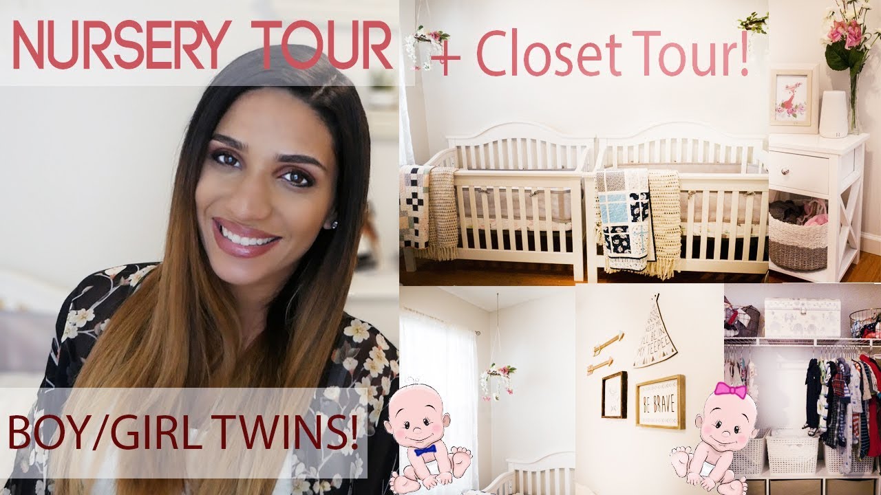 TWINS NURSERY TOUR!!!! + CLOSET TOUR | BOY/GIRL DECOR | TWINZ PILLOW | SNUGGLE ME ORGANIC |