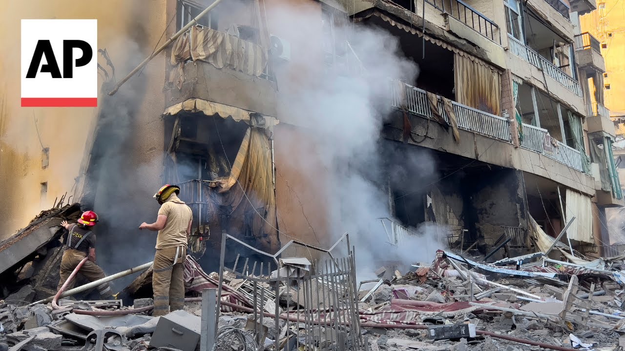Aftermath of Israeli strikes in southern Beirut as fighting intensifies