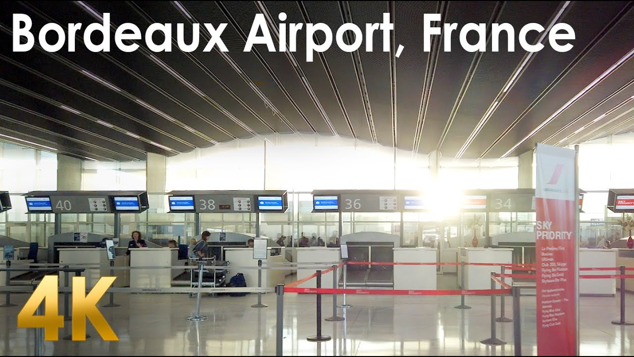 Bordeaux 4k walking tour / Bordeaux Airport Aéroport Mérignac / City Sounds treadmil virtual tour