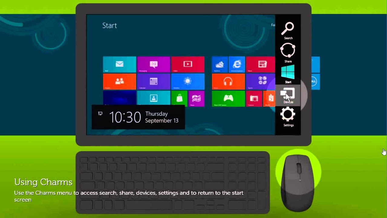 using charm menu in windows 8 1