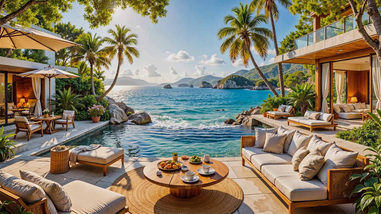Luxury Beachfront Morning Jazz | Elegant Seaside Retreat with Gentle Jazz for Peace and Unwinding