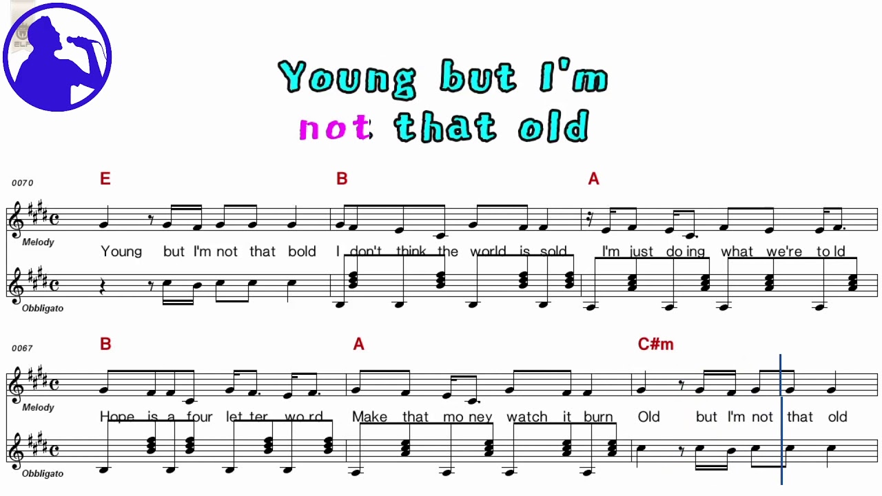 OneRepublic-Counting stars karaoke version sheet music for players, lyrics, chorus added(Ye karaoke)