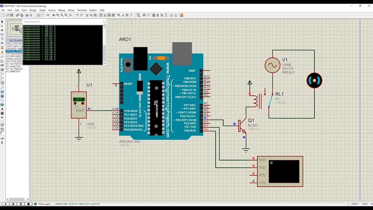 Simulasi Automatic Fan Arduino dengan Sensor Temperature di Proteus (Penjelasan Rinci)