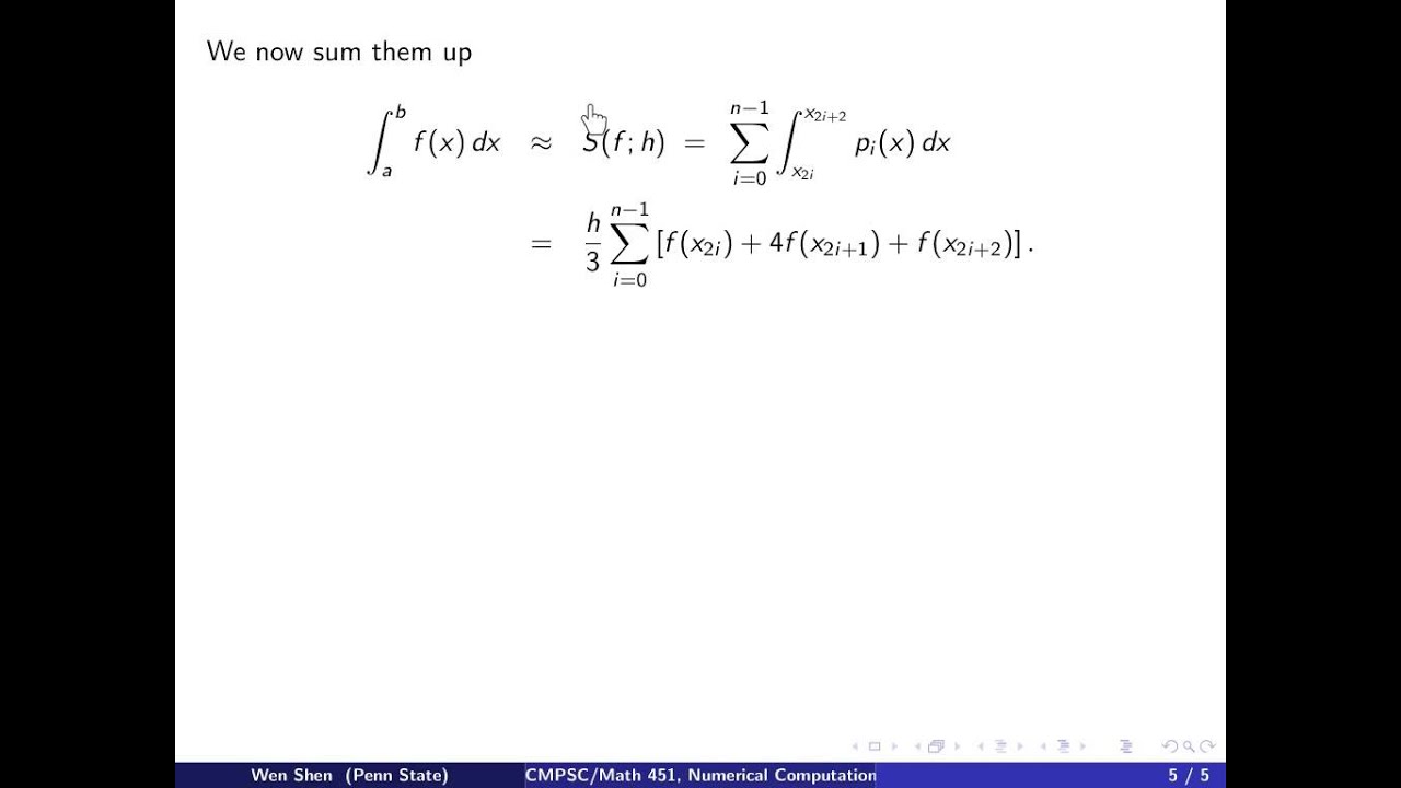 ch4 4: Simpson's rule, derivation. Wen Shen