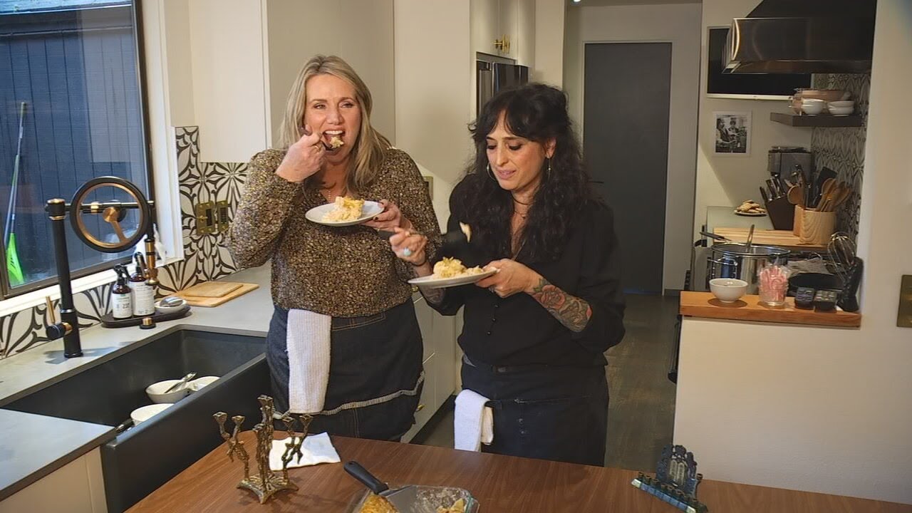 Shauna and Julie make traditional Jewish dish Apple Noodle Kugel for Hanukkah