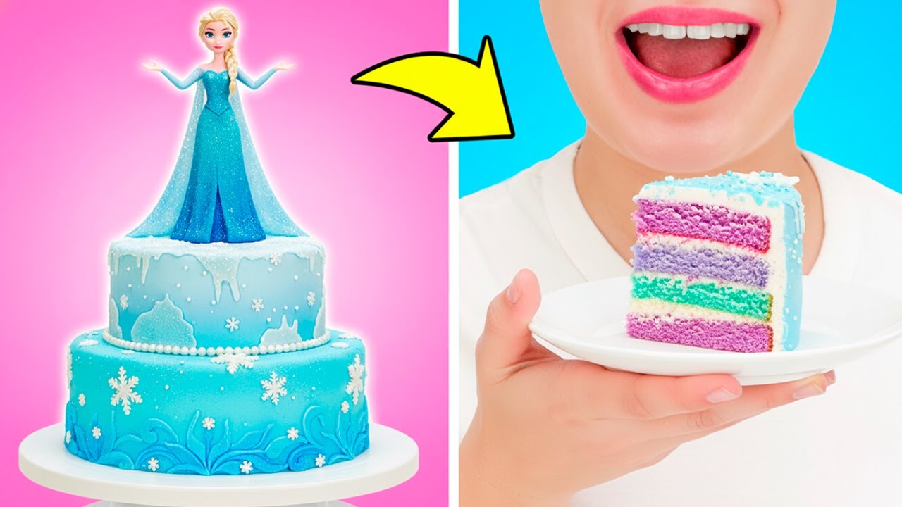 Выпечка для Эльзы ❄️ От радужного теста к торту принцессы